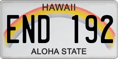 HI license plate END192