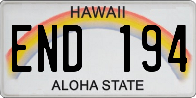 HI license plate END194