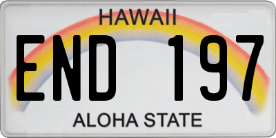 HI license plate END197