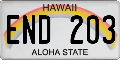 HI license plate END203