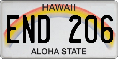 HI license plate END206