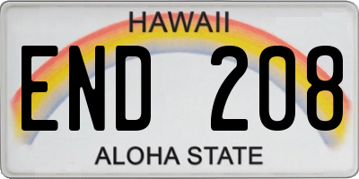 HI license plate END208