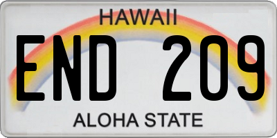 HI license plate END209