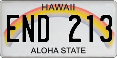 HI license plate END213