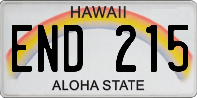 HI license plate END215
