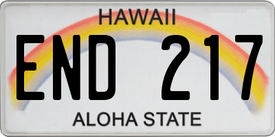 HI license plate END217