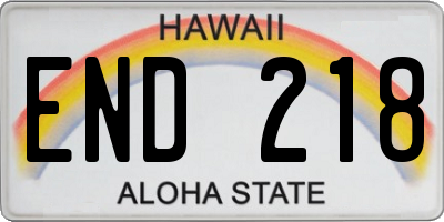 HI license plate END218