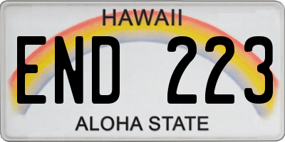 HI license plate END223