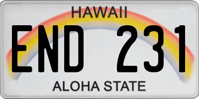 HI license plate END231