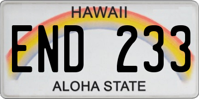 HI license plate END233