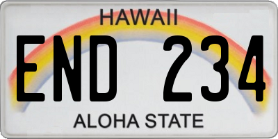 HI license plate END234