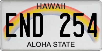 HI license plate END254