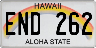 HI license plate END262