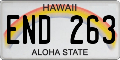 HI license plate END263