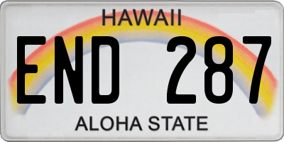HI license plate END287