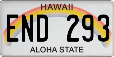 HI license plate END293