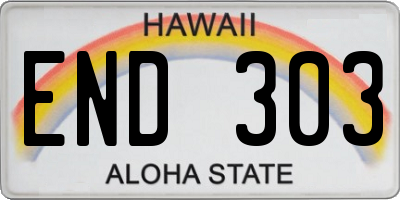 HI license plate END303