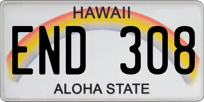 HI license plate END308