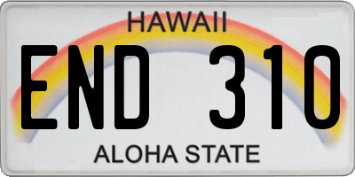 HI license plate END310