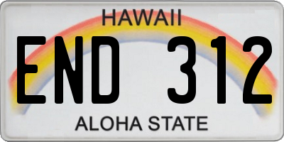 HI license plate END312