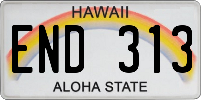 HI license plate END313