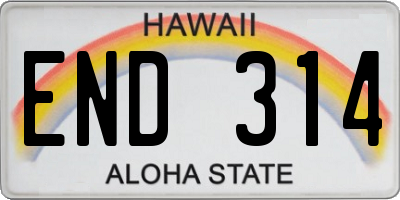 HI license plate END314