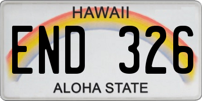 HI license plate END326