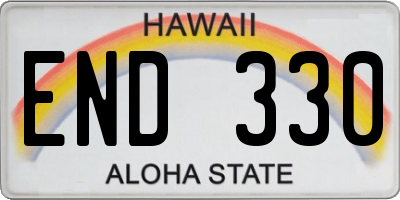 HI license plate END330