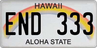 HI license plate END333