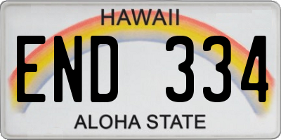 HI license plate END334
