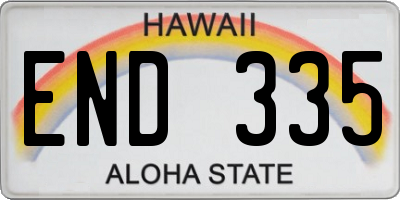 HI license plate END335