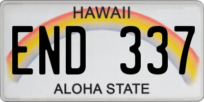 HI license plate END337