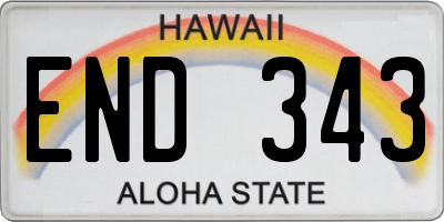 HI license plate END343