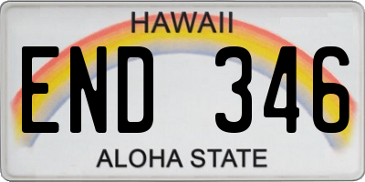 HI license plate END346