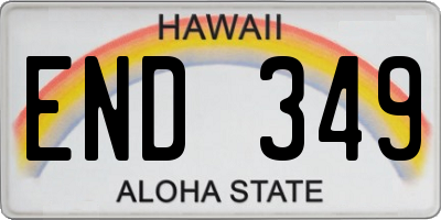 HI license plate END349