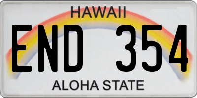 HI license plate END354