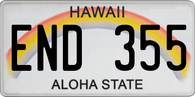 HI license plate END355