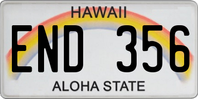 HI license plate END356