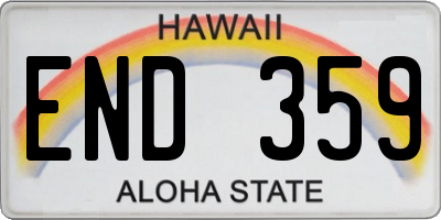 HI license plate END359
