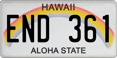 HI license plate END361