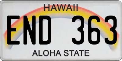 HI license plate END363