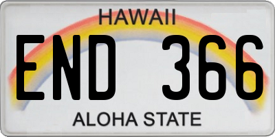 HI license plate END366
