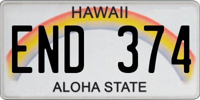 HI license plate END374