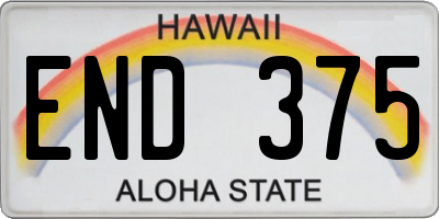 HI license plate END375