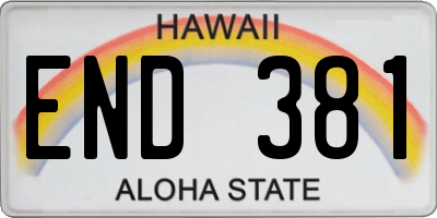 HI license plate END381