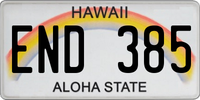 HI license plate END385