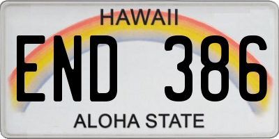 HI license plate END386