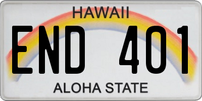 HI license plate END401