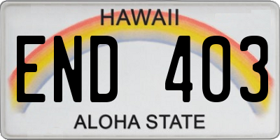 HI license plate END403