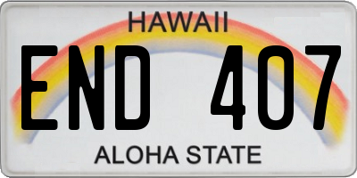 HI license plate END407